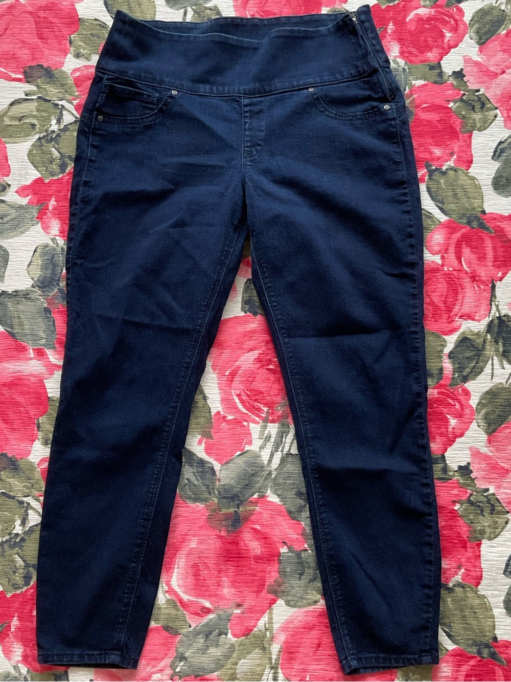 SPANX Navy Blue High-Rise Stretch Crop Jeggings